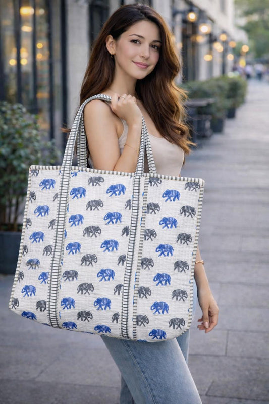 White Elephant Print Tote Bag