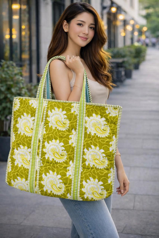 Green Zipper Tote Bag