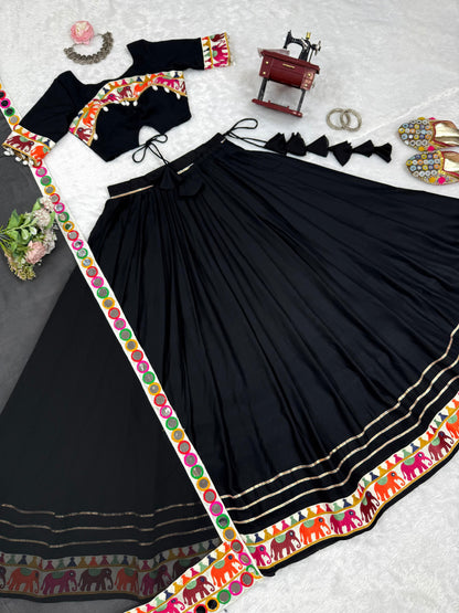 Black Gamthi Heavy Rayon Lehenga