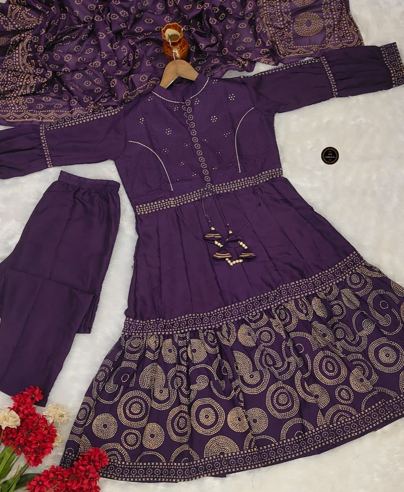 Purple Muslim Cotton Printed Kurti