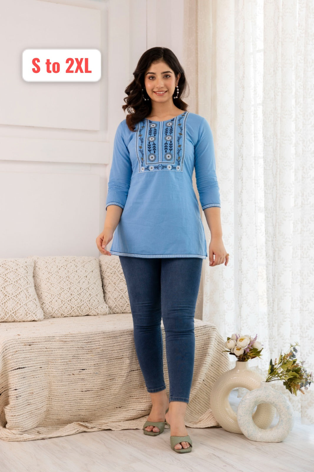 Designer Pure Cotton Top With Embroidery Work