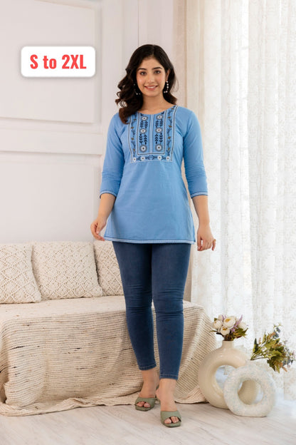 Designer Pure Cotton Top With Embroidery Work