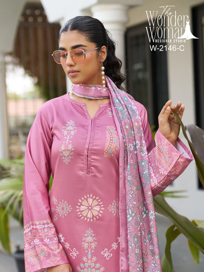 light pink Premium Imported Satin With Chinnon Dupatta suit set
