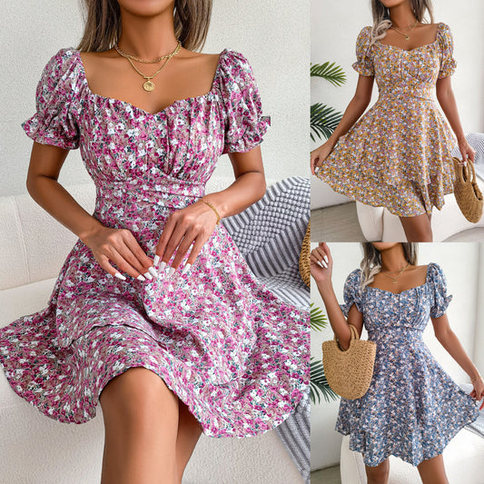 Floral Shirred Mini Dress