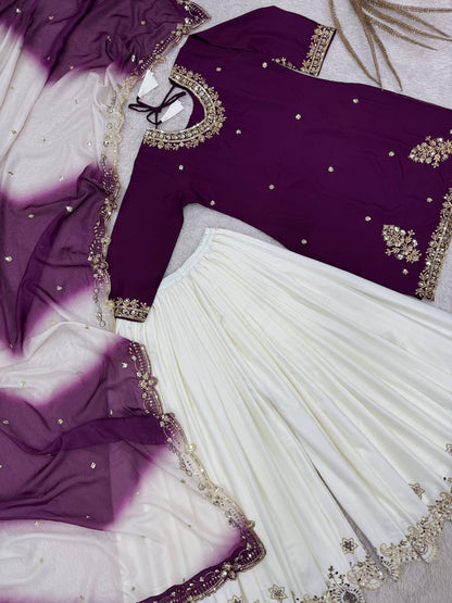 Pure Natural French Crepe Plazzo Suit