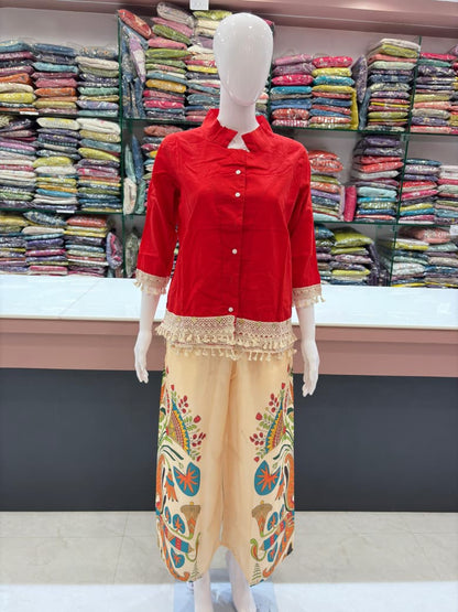 Red Fully Stitched Cotton Cord Set