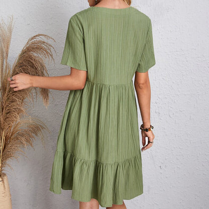 Ruffled V-Neck Summer Dress