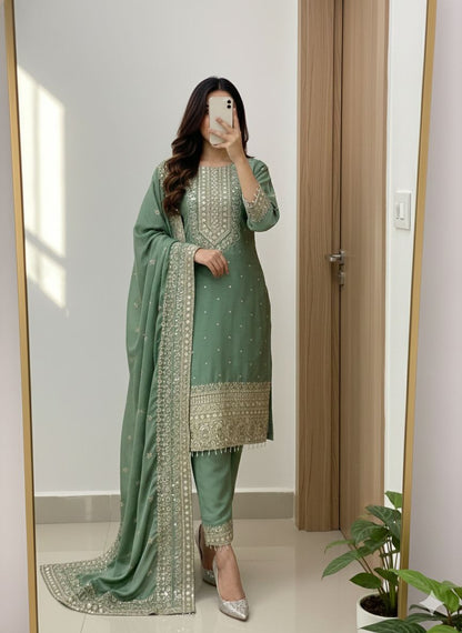 Pista Pure Cinon Silk Pakistani Suit