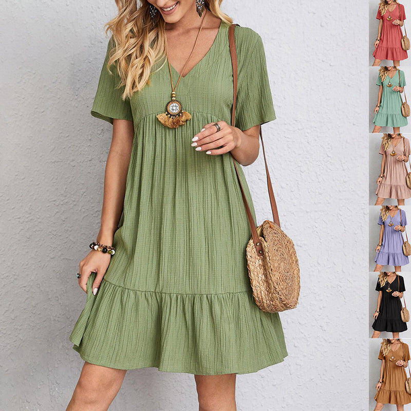 Ruffled V-Neck Summer Dress