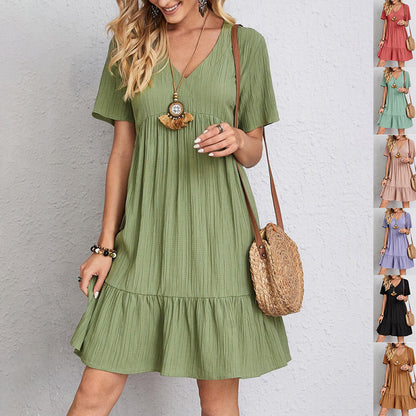 Ruffled V-Neck Summer Dress