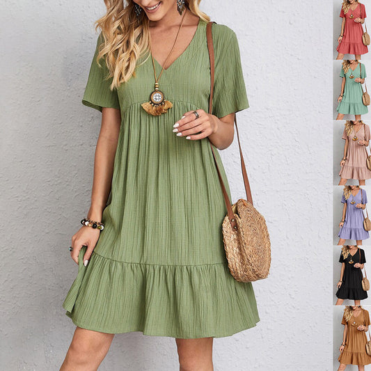Ruffled V-Neck Summer Dress