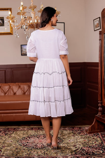 Summer wear white pure mul cotton dress with soft lining