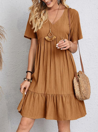 Ruffled V-Neck Summer Dress