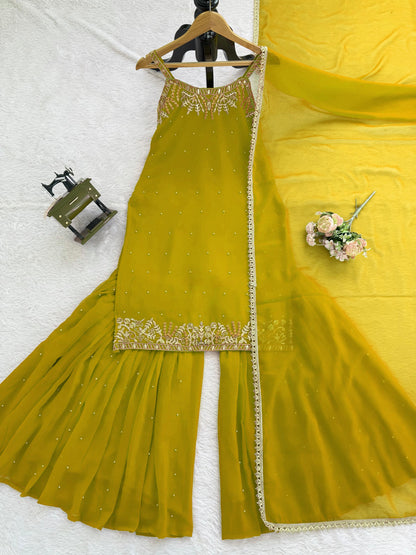 Mustard Yellow Designer Sharara