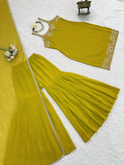 Mustard Yellow Designer Sharara