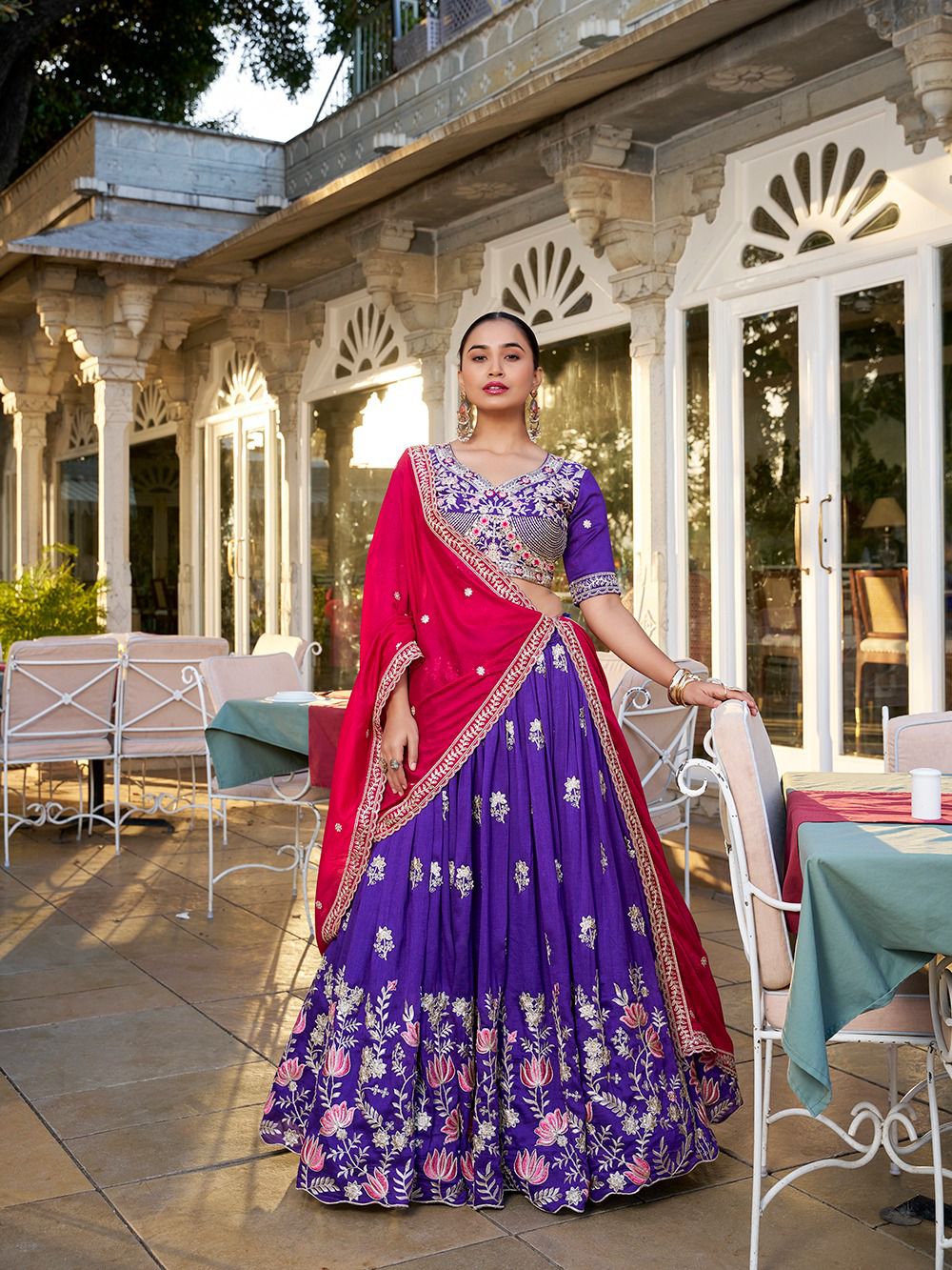 Wedding Wear Vichitra Silk Purple Lehenga Choli