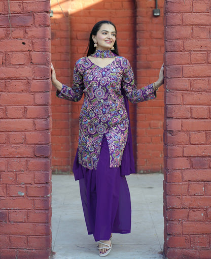 Purple Elegant Tapeta Silk Sharara