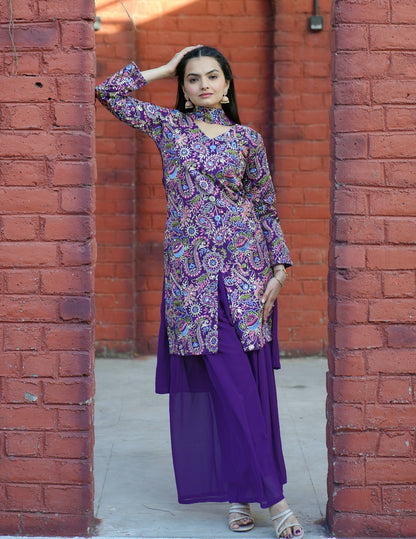 Purple Elegant Tapeta Silk Sharara