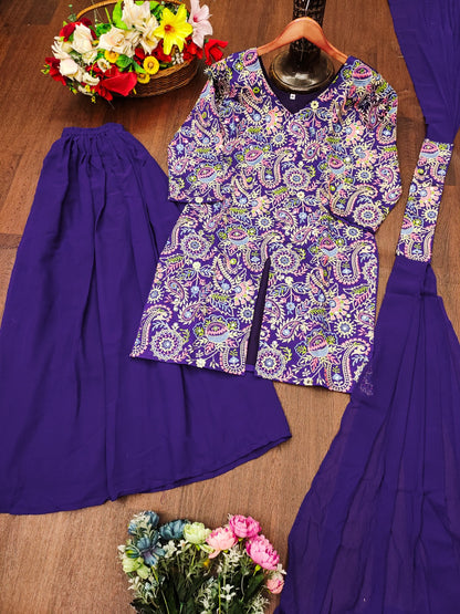 Purple Elegant Tapeta Silk Sharara