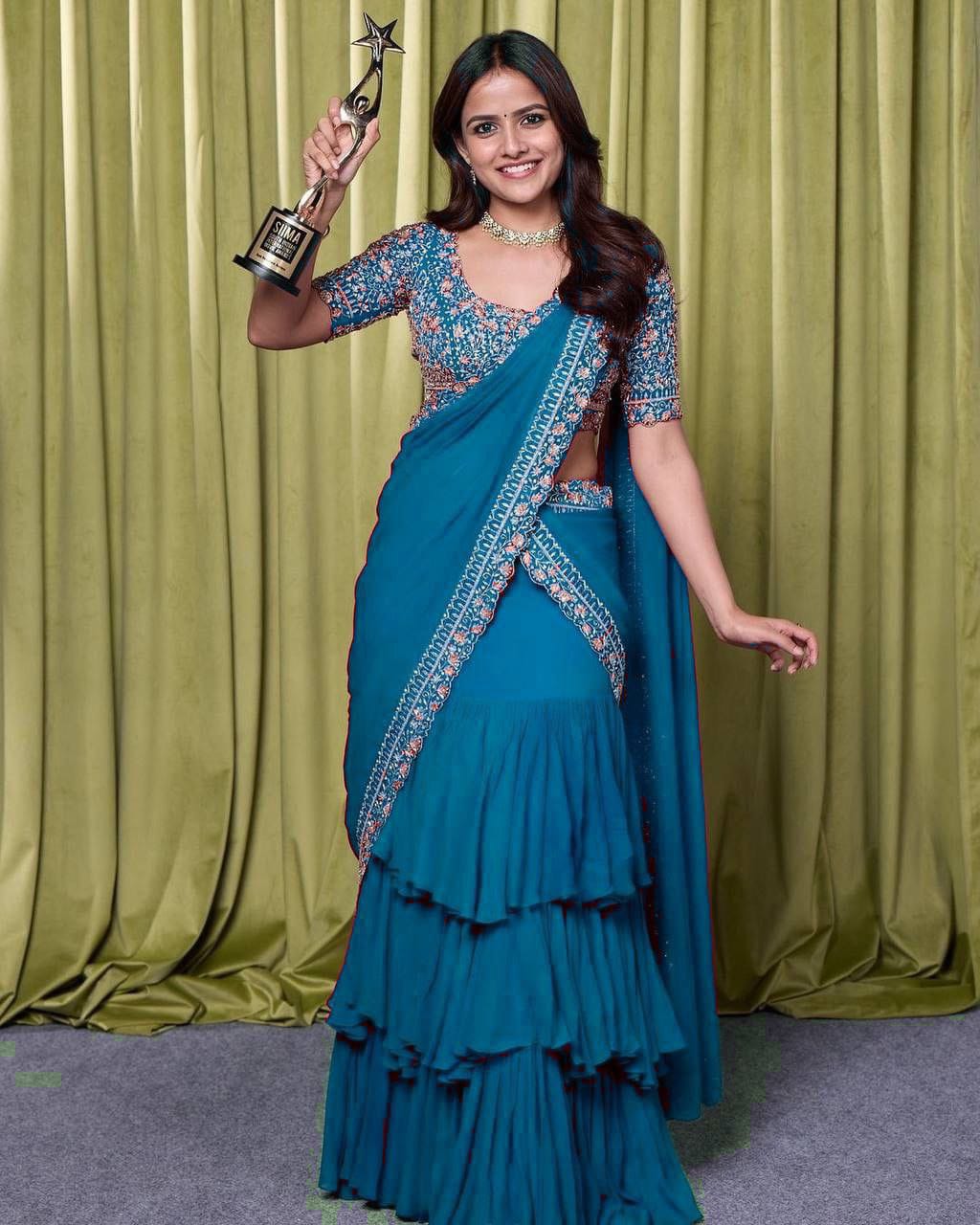 Blue Party Wear Lehenga Saree