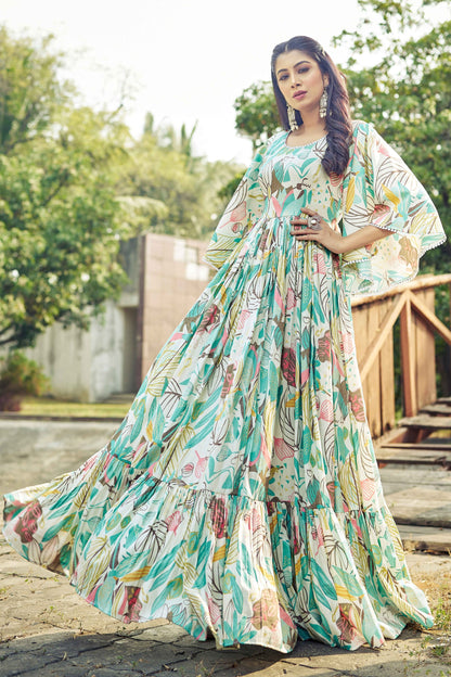 Flor Print Premium Rayon Gown