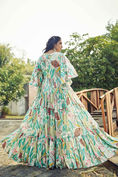 Flor Print Premium Rayon Gown
