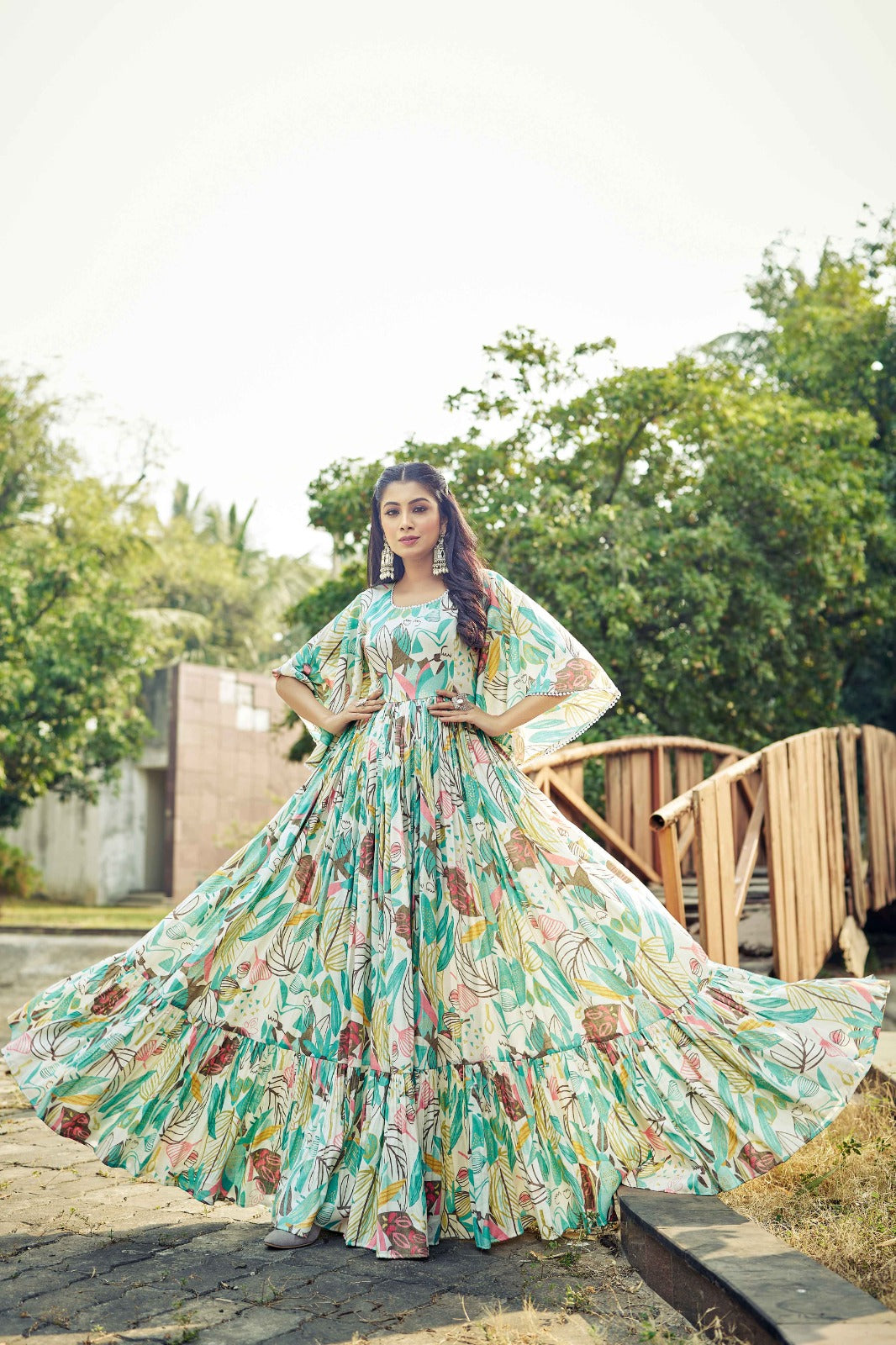 Flor Print Premium Rayon Gown