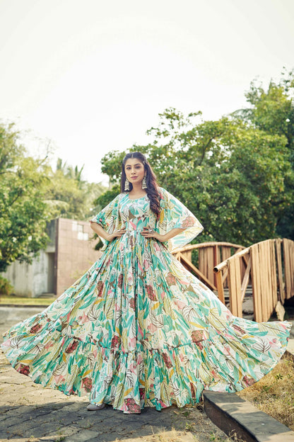 Flor Print Premium Rayon Gown