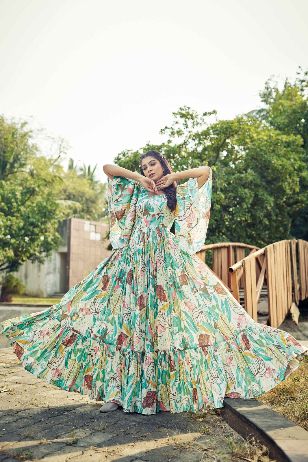 Flor Print Premium Rayon Gown