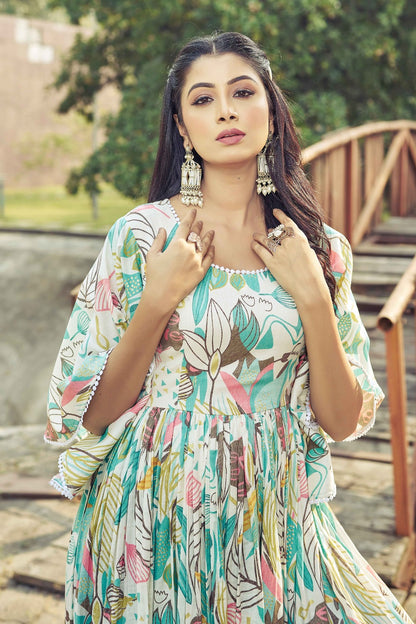 Flor Print Premium Rayon Gown