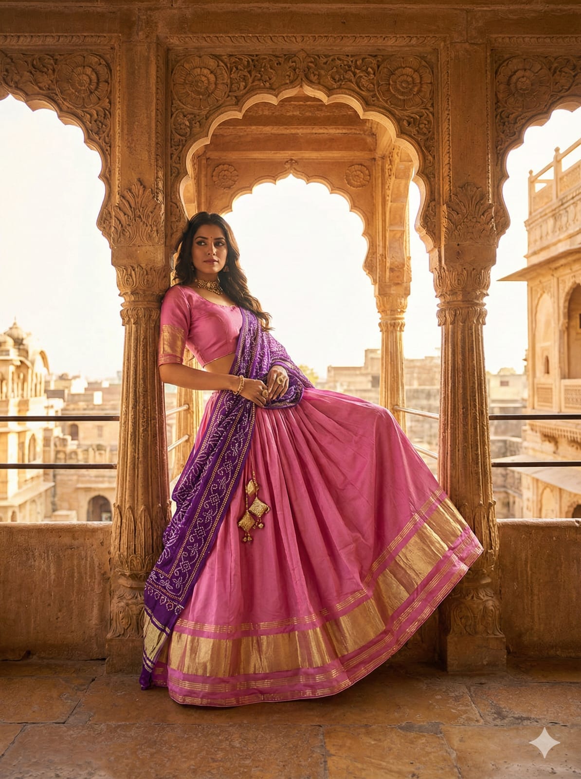 Light Pink Modal Semi Gaji Silk Lehenga Choli