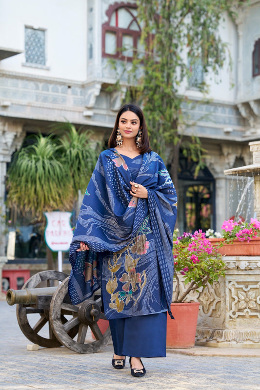 Blue Premium Silk Salwar Suits
