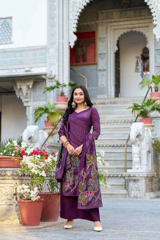 Purple Floral Printed Salwar Suits