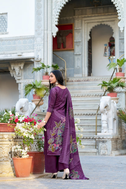 Purple Floral Printed Salwar Suits
