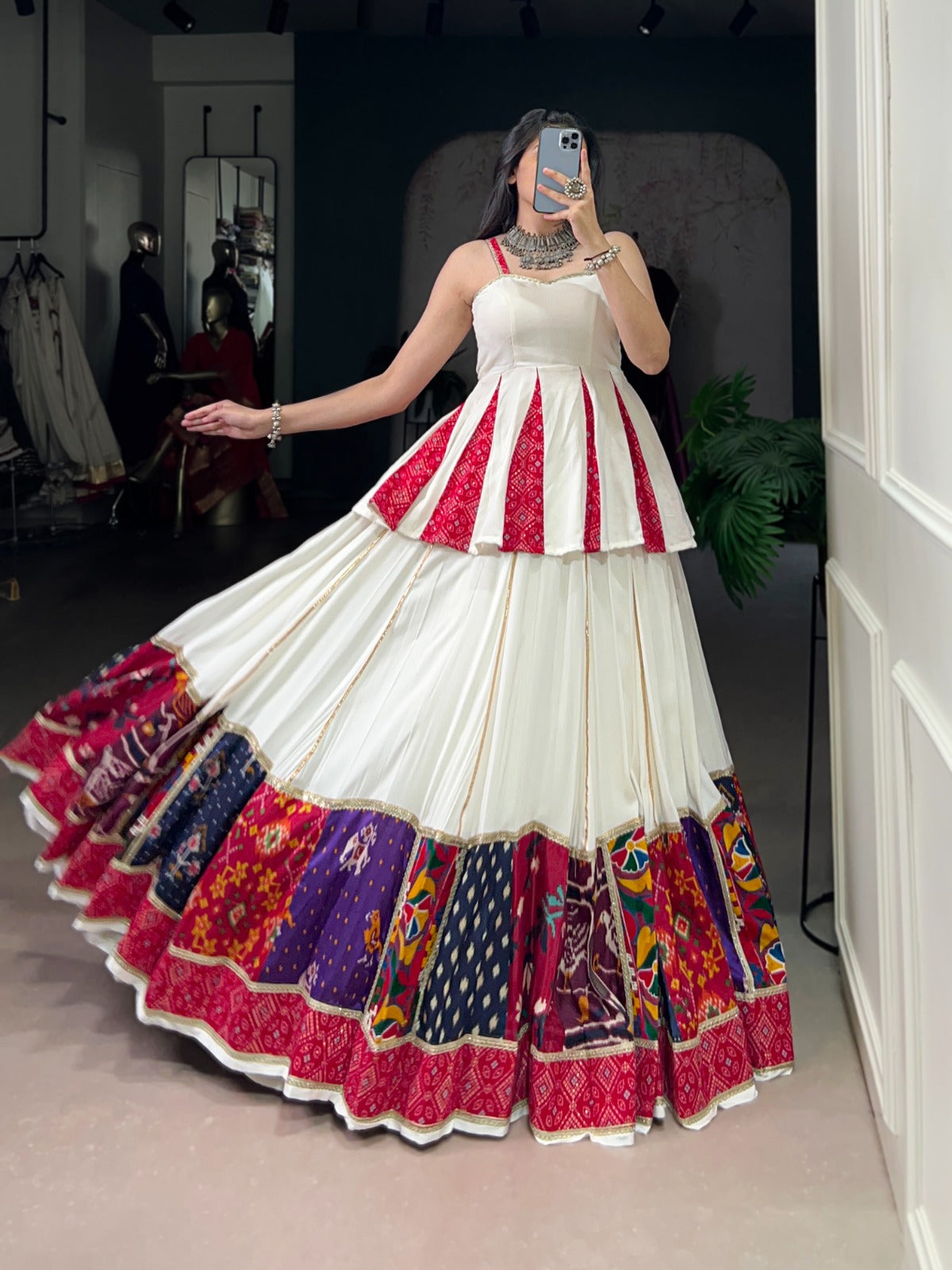 White Traditional Rayon Lehenga