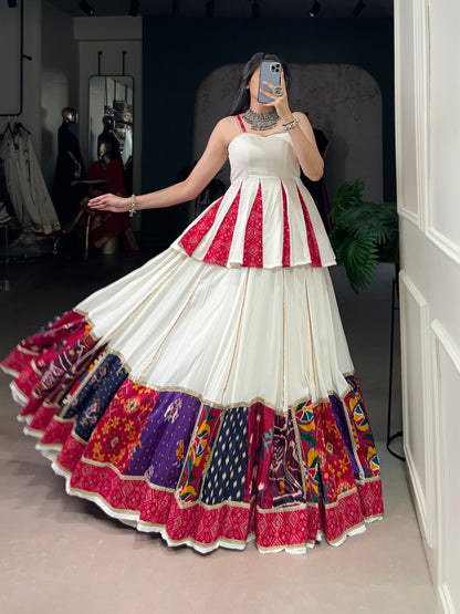 White Traditional Rayon Lehenga