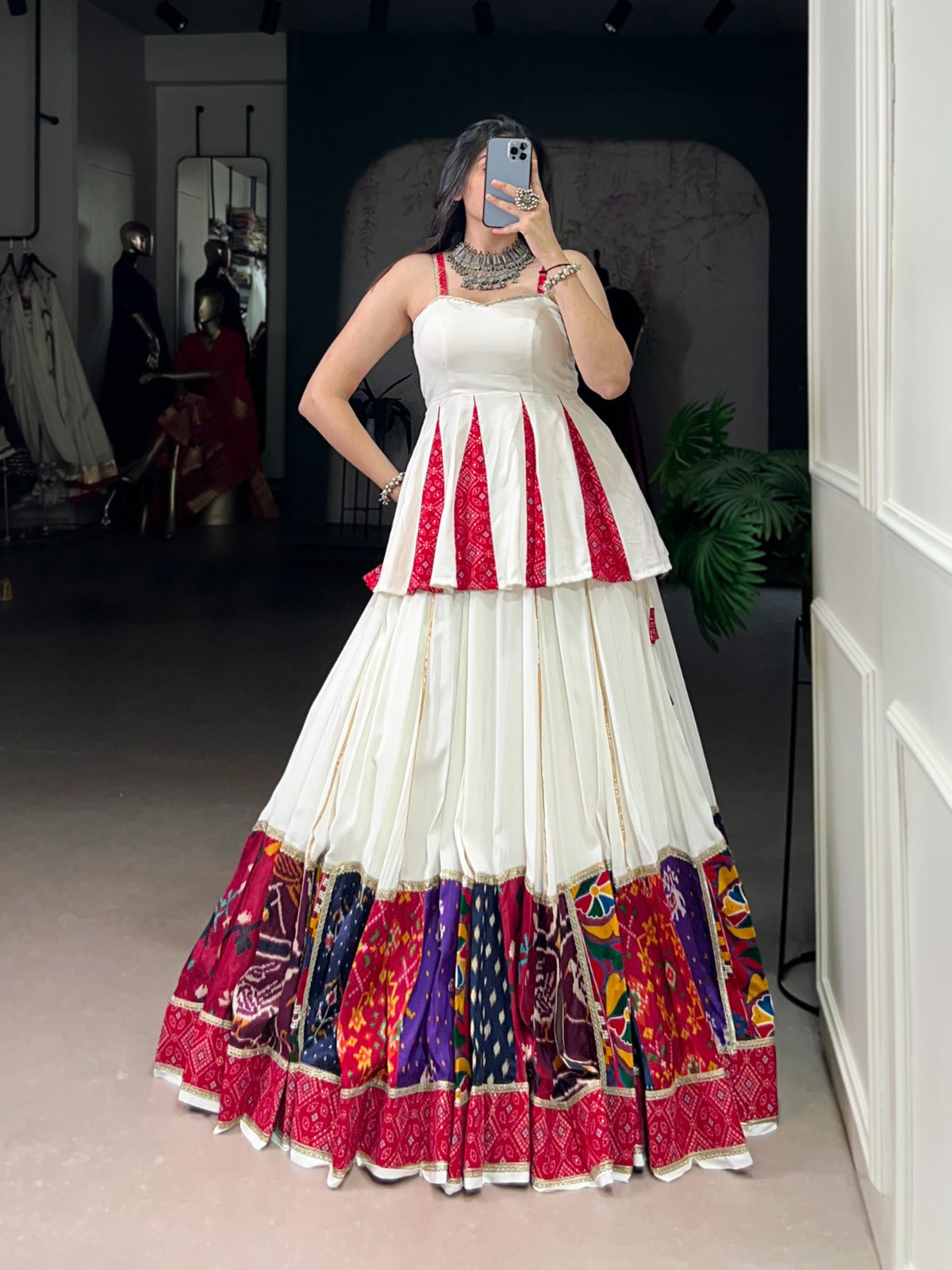 White Traditional Rayon Lehenga