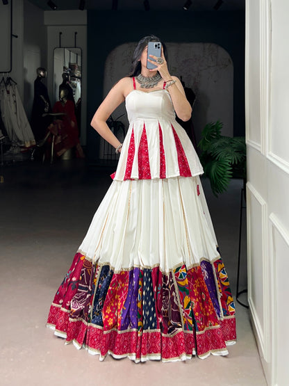 White Traditional Rayon Lehenga