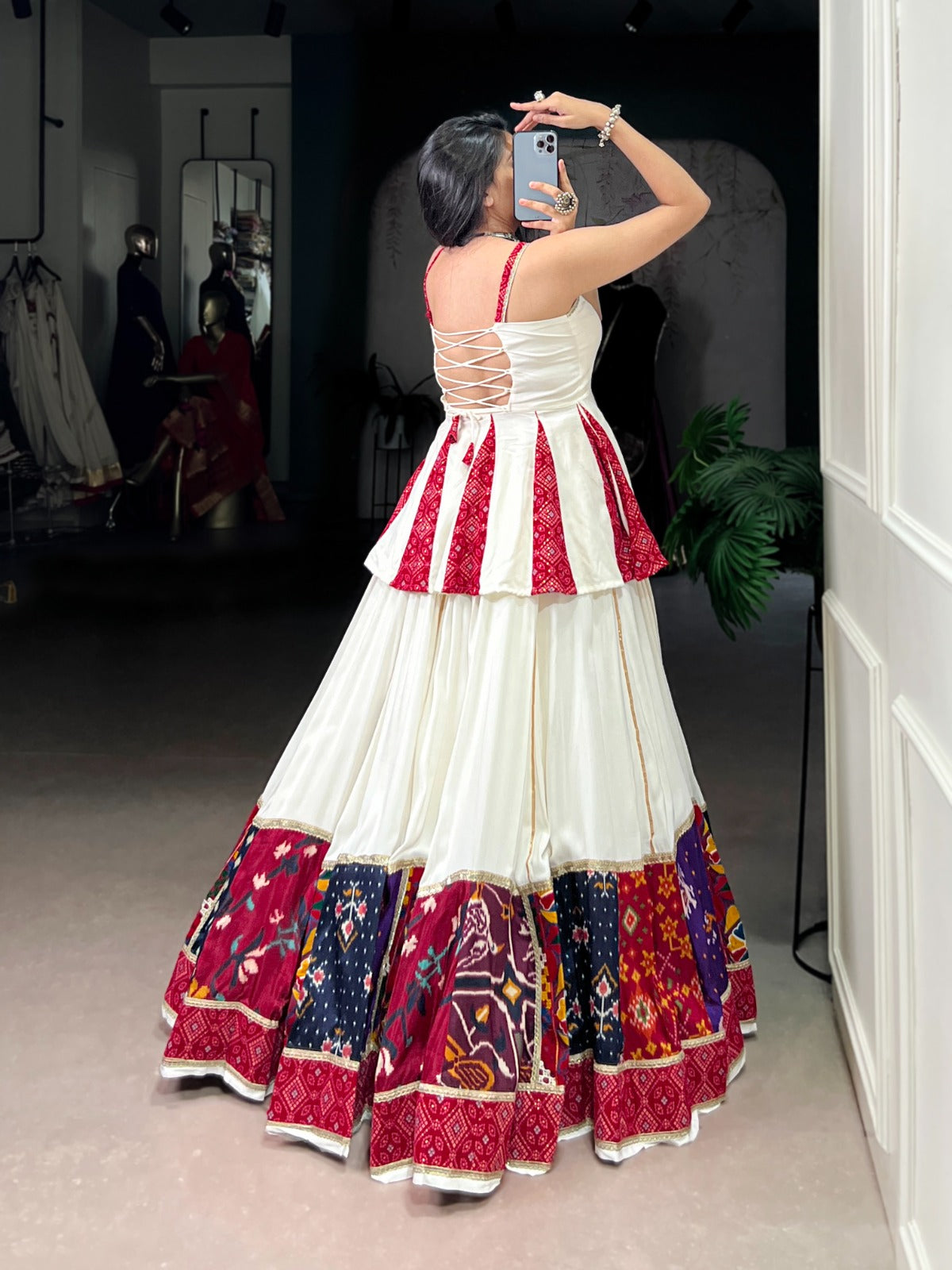 White Traditional Rayon Lehenga