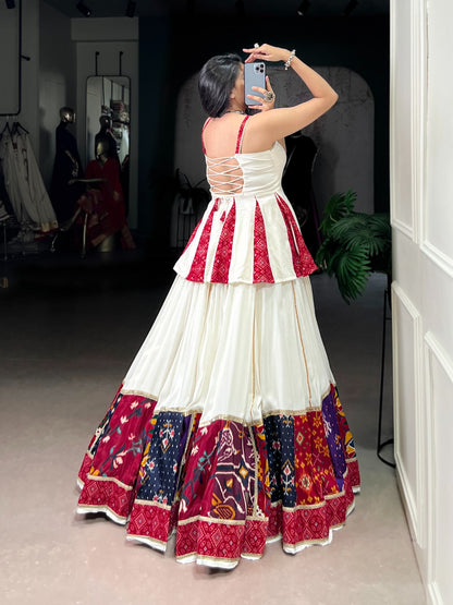White Traditional Rayon Lehenga