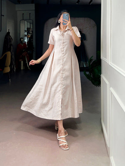 Soft Cream Everyday Wear One-piece Dress