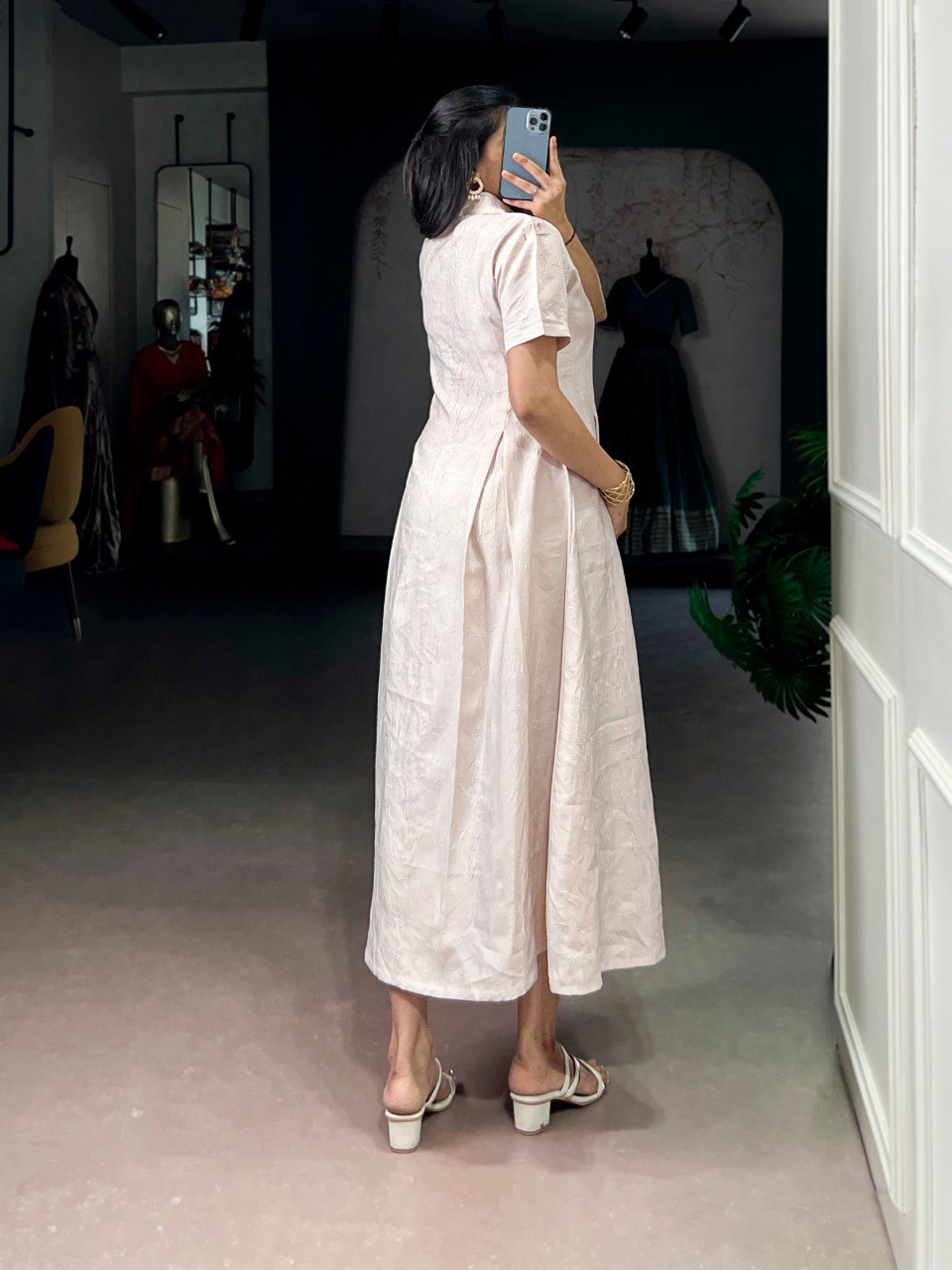 Soft Cream Everyday Wear One-piece Dress