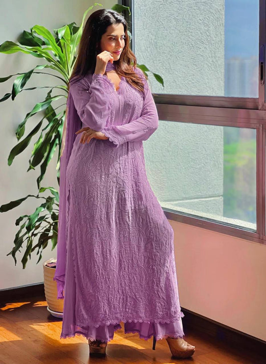 Violet Premium Faux Georgette Kurti