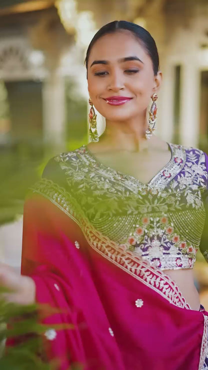 Wedding Wear Vichitra Silk Purple Lehenga Choli