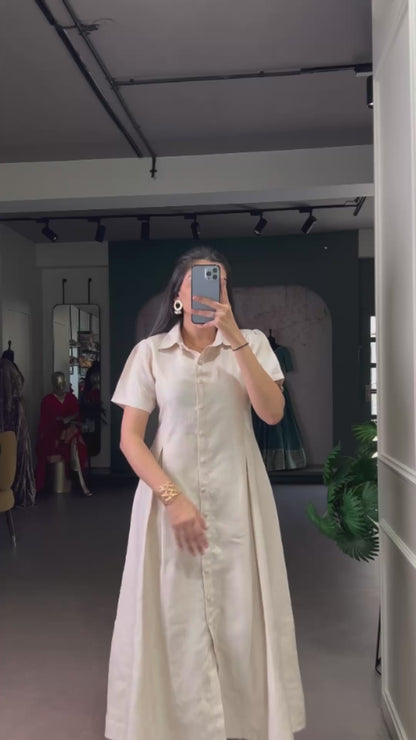 Soft Cream Everyday Wear One-piece Dress