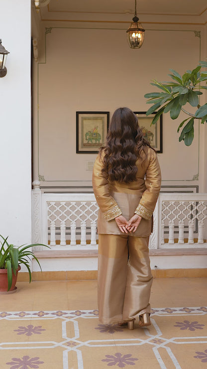 Two-shade Designer Kurti Palazzo Set