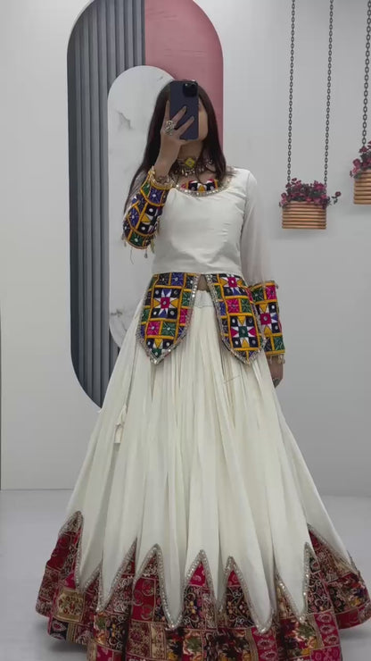 White Navratri Vibrant Lehenga Choli