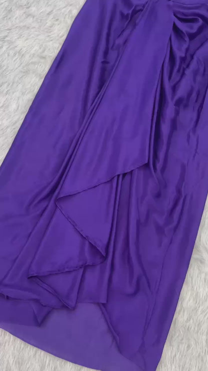 Designer Purple Chinon Silk Fully Stitched Dhoti Indowestern