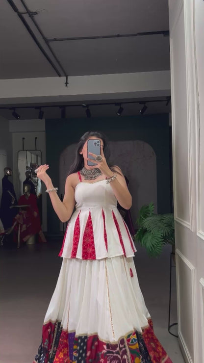 White Traditional Rayon Lehenga