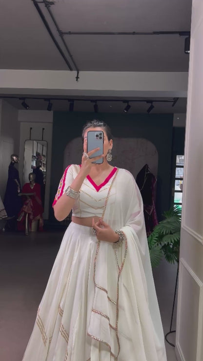 White Premium Pure Rayon Lehenga